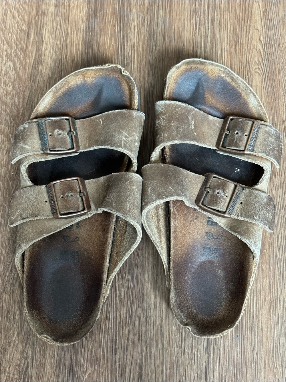 Birkenstock Brown Suede Two-Strap Sandals